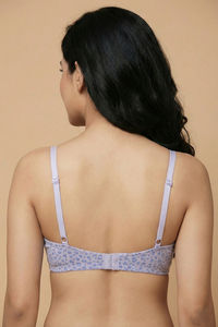 Zivame Padded Non Wired Medium Coverage Tshirt Bra - Slightly Heart Purple — thumbnail 3